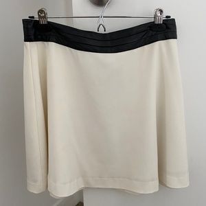 KENSIE BLACK & OFF-WHITE SKIRT WITH FAUX LEATHER WAISTBAND